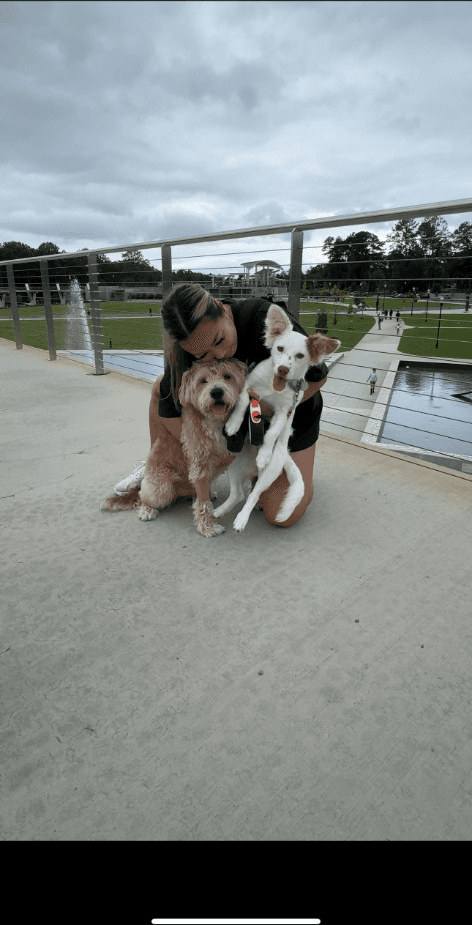 Savannah Vo with Chester and Tofu at the park